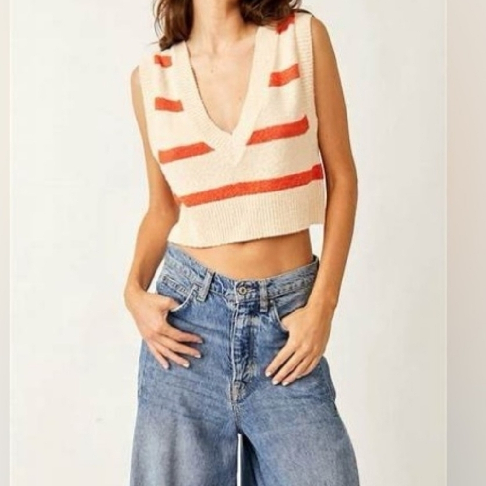 Free People Santa Monica Vest In Cream Size xs.
